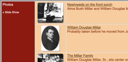 Thumbnails on an individual's page